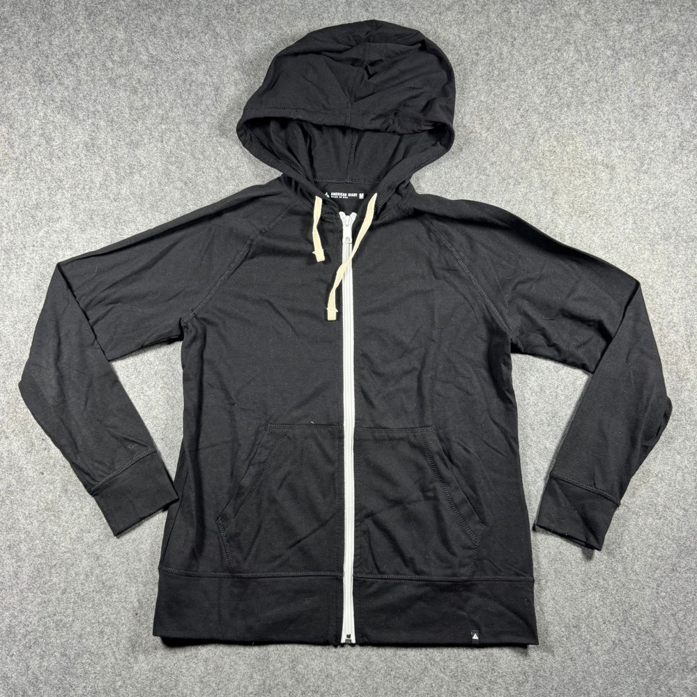 American Giant Mens Black Full Zip Hoodie Made in USA Size M Lightweight Jacket